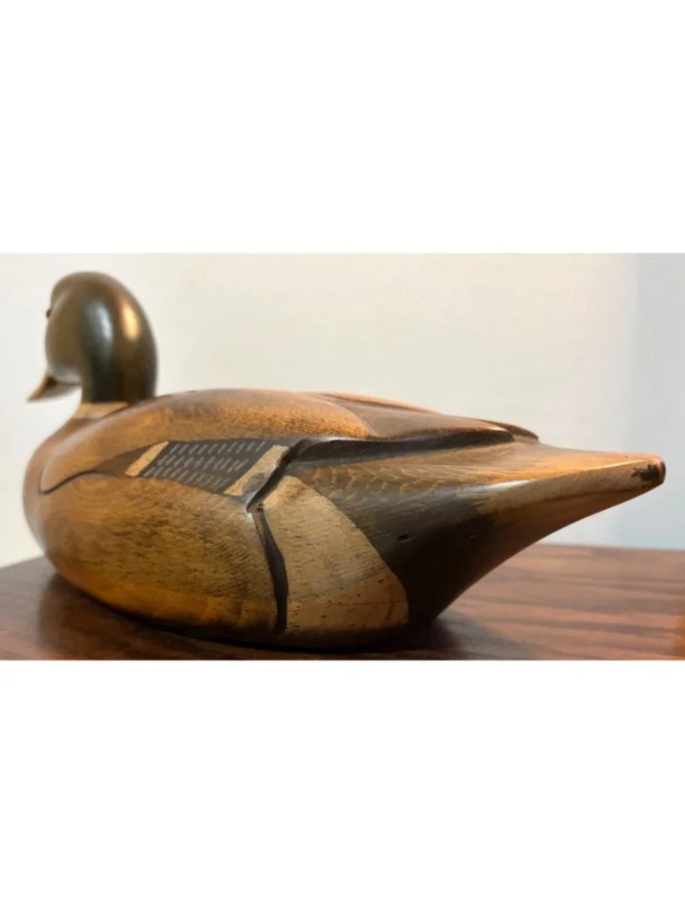 VTG Tom Taber Hand Carved Decoy Duck Signed Collectible Display Piece